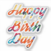 Schattigee kleurrijke regenboog Happy Birthday Sticker (Voorkant)