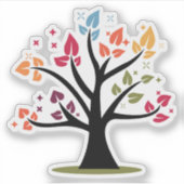 Schattigee kleurrijke regenboog hart boom sticker (Voorkant)