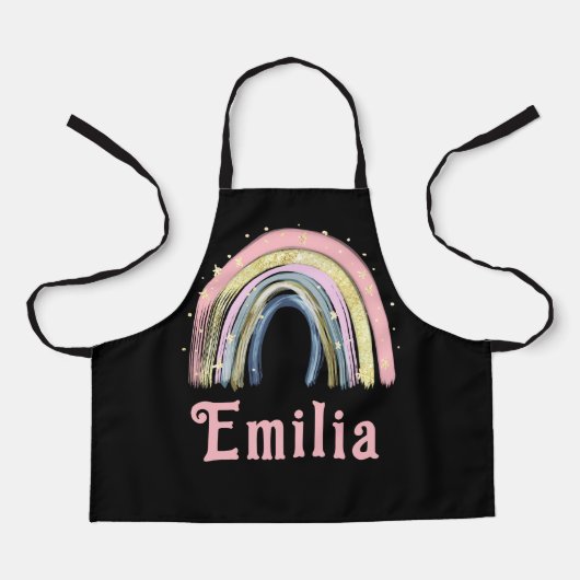Schattigee kleurrijke regenboog Kinder naam Schort (Voorkant)