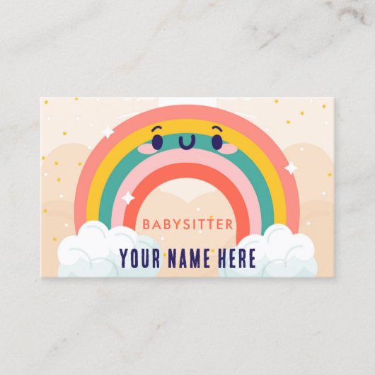 Schattigee Kleurrijke Regenboog Kinderopvang Babys Visitekaartje (Voorkant)