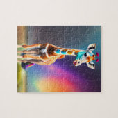 Schattigee Kleurrijke Regenboog Kleuren Giraffe Legpuzzel (Horizontaal)