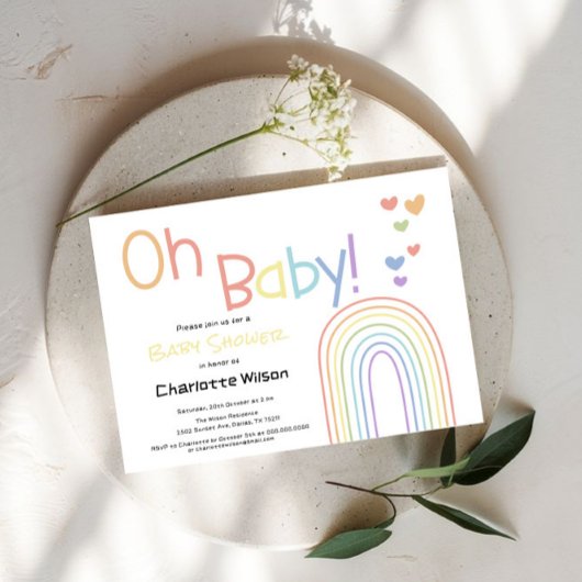 Schattigee Kleurrijke Regenboog met Harten Baby sh Kaart