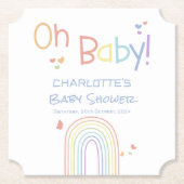 Schattigee Kleurrijke Regenboog met Harten Baby sh Kartonnen Onderzetters (Voorkant)