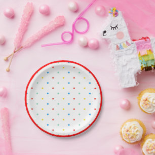 Schattigee kleurrijke regenboog polka dot verjaard papieren bordje