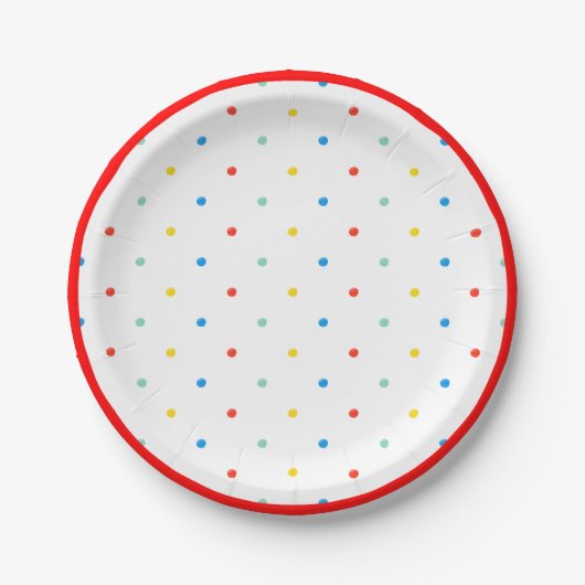 Schattigee kleurrijke regenboog polka dot verjaard papieren bordje (Voorkant)