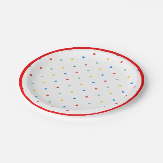 Schattigee kleurrijke regenboog polka dot verjaard papieren bordje (Gekanteld)