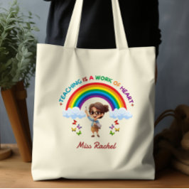 Schattigee kleurrijke regenboogleraar tote bag