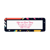 Schattigee, kleurrijke retro 80s afstuderen uitnod etiket (Voorkant)