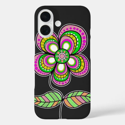Schattigee kleurrijke retro bloemenillustratie Case-Mate iPhone case (Achterkant)