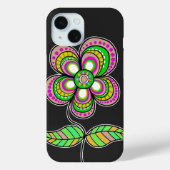 Schattigee kleurrijke retro bloemenillustratie Case-Mate iPhone case (Achterkant)