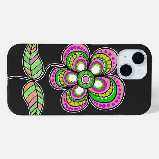 Schattigee kleurrijke retro bloemenillustratie Case-Mate iPhone case (Achterkant (horizontaal))