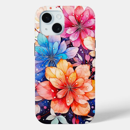 Schattigee kleurrijke retro bloemenkunst Case-Mate iPhone case (Achterkant)