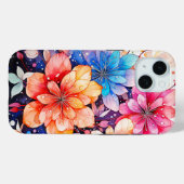 Schattigee kleurrijke retro bloemenkunst Case-Mate iPhone case (Achterkant (horizontaal))