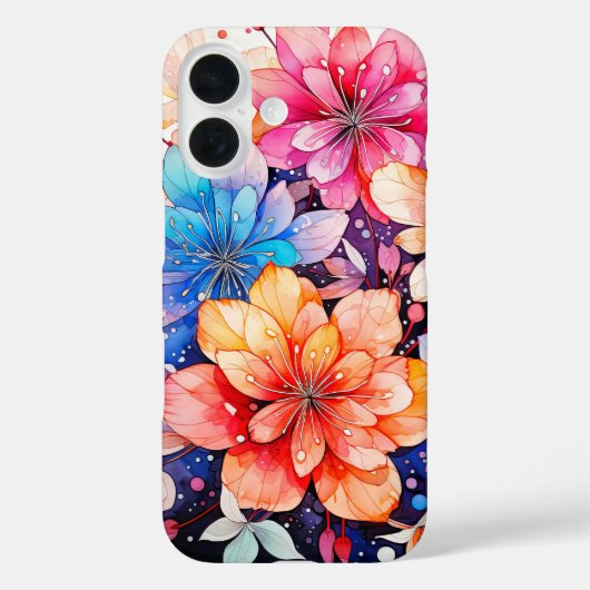 Schattigee kleurrijke retro bloemenkunst Case-Mate iPhone case (Achterkant)