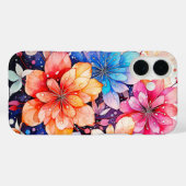 Schattigee kleurrijke retro bloemenkunst Case-Mate iPhone case (Achterkant (horizontaal))