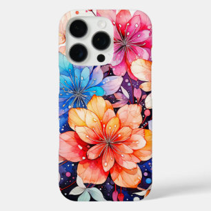 Schattigee kleurrijke retro bloemenkunst iPhone 16 pro hoesje