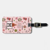 Schattigee kleurrijke retro kerstroze bagagelabel (Voorkant horizontaal)