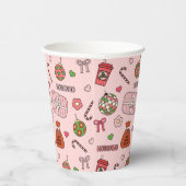 Schattigee kleurrijke retro kerstroze papieren bekers (Rechts)