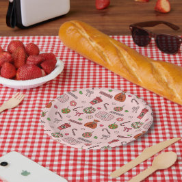 Schattigee kleurrijke retro kerstroze papieren bordje