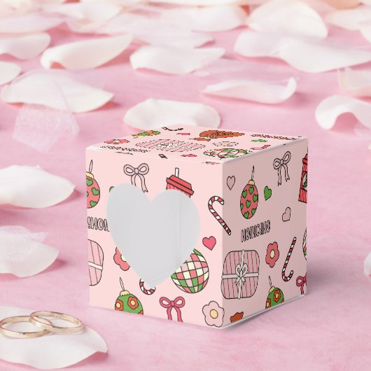 Schattigee kleurrijke retro roze bedankdoosjes (Huwelijk)