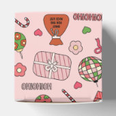 Schattigee kleurrijke retro roze bedankdoosjes (Bovenkant)