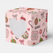 Schattigee kleurrijke retro roze bedankdoosjes (Voorkant Zijde)