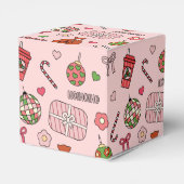 Schattigee kleurrijke retro roze bedankdoosjes (Achterkant)