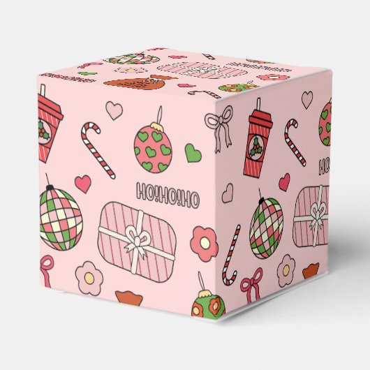 Schattigee kleurrijke retro roze bedankdoosjes (Achterkant)