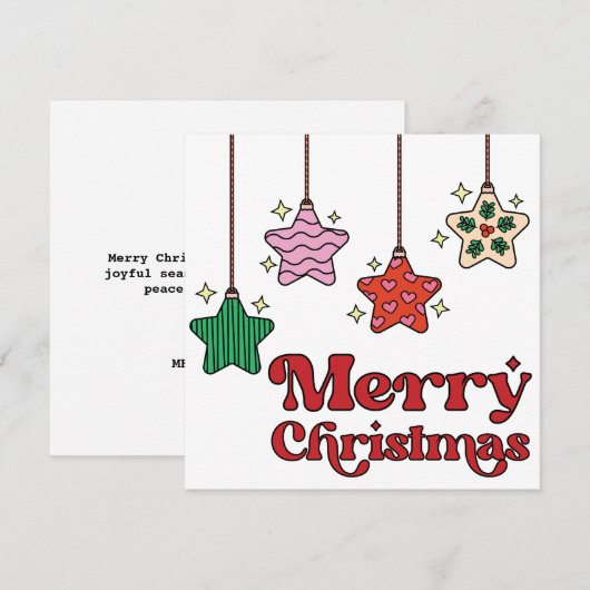 Schattigee kleurrijke retro sterrenhemel vrolijke feestdagenkaart (Voorkant / Achterkant)