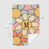 Schattigee kleurrijke retro stijl madeliefjes golfhanddoek (Insitu)