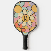 Schattigee kleurrijke retro stijl madeliefjes pickleball paddle (Achterkant)