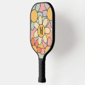 Schattigee kleurrijke retro stijl madeliefjes pickleball paddle (Links)