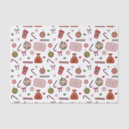 Schattigee kleurrijke retro witte kerst tissuepapier