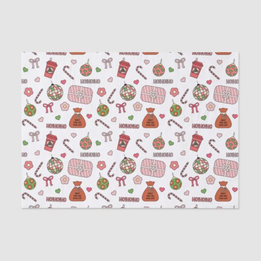 Schattigee kleurrijke retro witte kerst tissuepapier (Voorkant)