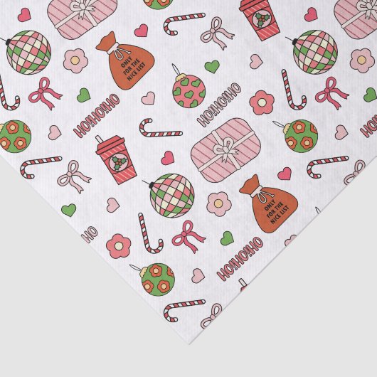 Schattigee kleurrijke retro witte kerst tissuepapier (Detail)