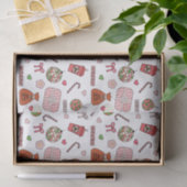 Schattigee kleurrijke retro witte kerst tissuepapier (Geschenk)