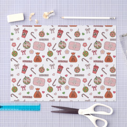 Schattigee kleurrijke retro witte kerst tissuepapier (Craft)