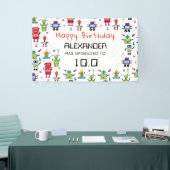 Schattigee Kleurrijke Robots Kinder Robot Verjaard Spandoek (Beurs)