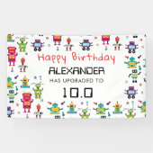 Schattigee Kleurrijke Robots Kinder Robot Verjaard Spandoek (Horizontaal)