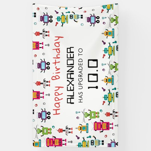 Schattigee Kleurrijke Robots Kinder Robot Verjaard Spandoek (Verticaal)