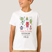 Schattigee Kleurrijke Robots Kinder Robot Verjaard T-shirt (Voorkant)