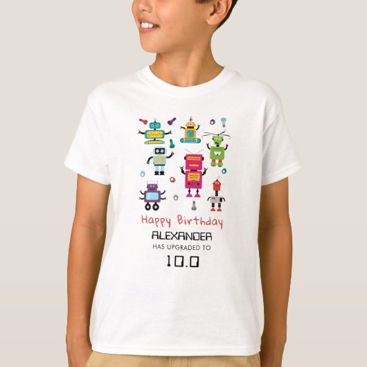 Schattigee Kleurrijke Robots Kinder Robot Verjaard T-shirt (Voorkant)