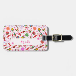 Schattigee kleurrijke romantische kerstversiering bagagelabel