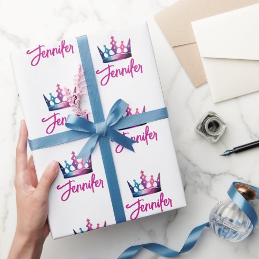 Schattigee kleurrijke roze koninklijke prinses kro cadeaupapier (Geschenken)