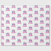 Schattigee kleurrijke roze koninklijke prinses kro cadeaupapier (Vlak)