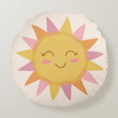 Schattigee kleurrijke roze zonneschijn lachend gez rond kussen (Voorkant)