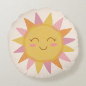 Schattigee kleurrijke roze zonneschijn lachend gez rond kussen (Achterkant)