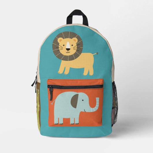 Schattigee kleurrijke Safari Dieren Print Cut Sew  Bedrukte Rugzak (Voorkant)