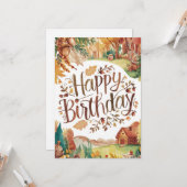 Schattigee kleurrijke seizoen Herfst Herfst Happy  Kaart (Voorkant / Achterkant in situ)