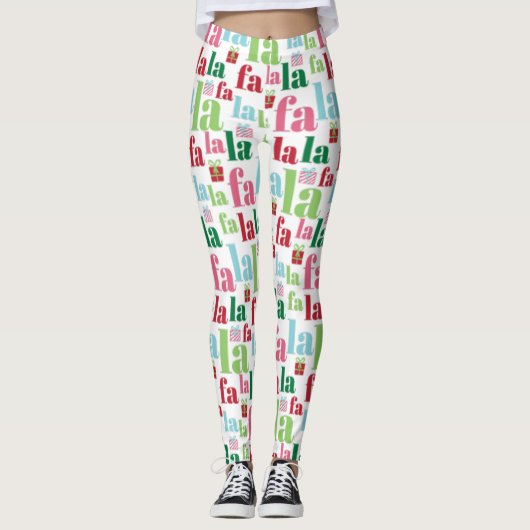 Schattigee kleurrijke seizoensgebonden winterse ke leggings (Voorkant)